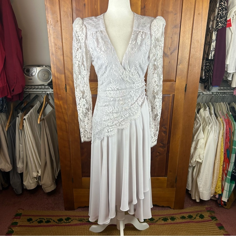 Casadei Lace Vintage Lavender Flowy Asymmetrical Hem Dress Fairycore Ethereal